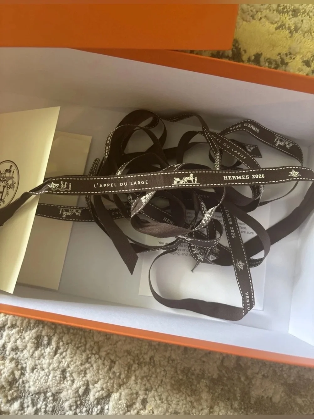 Hermes Original Empty Box 11x6.5x4 With Ribbon And Card